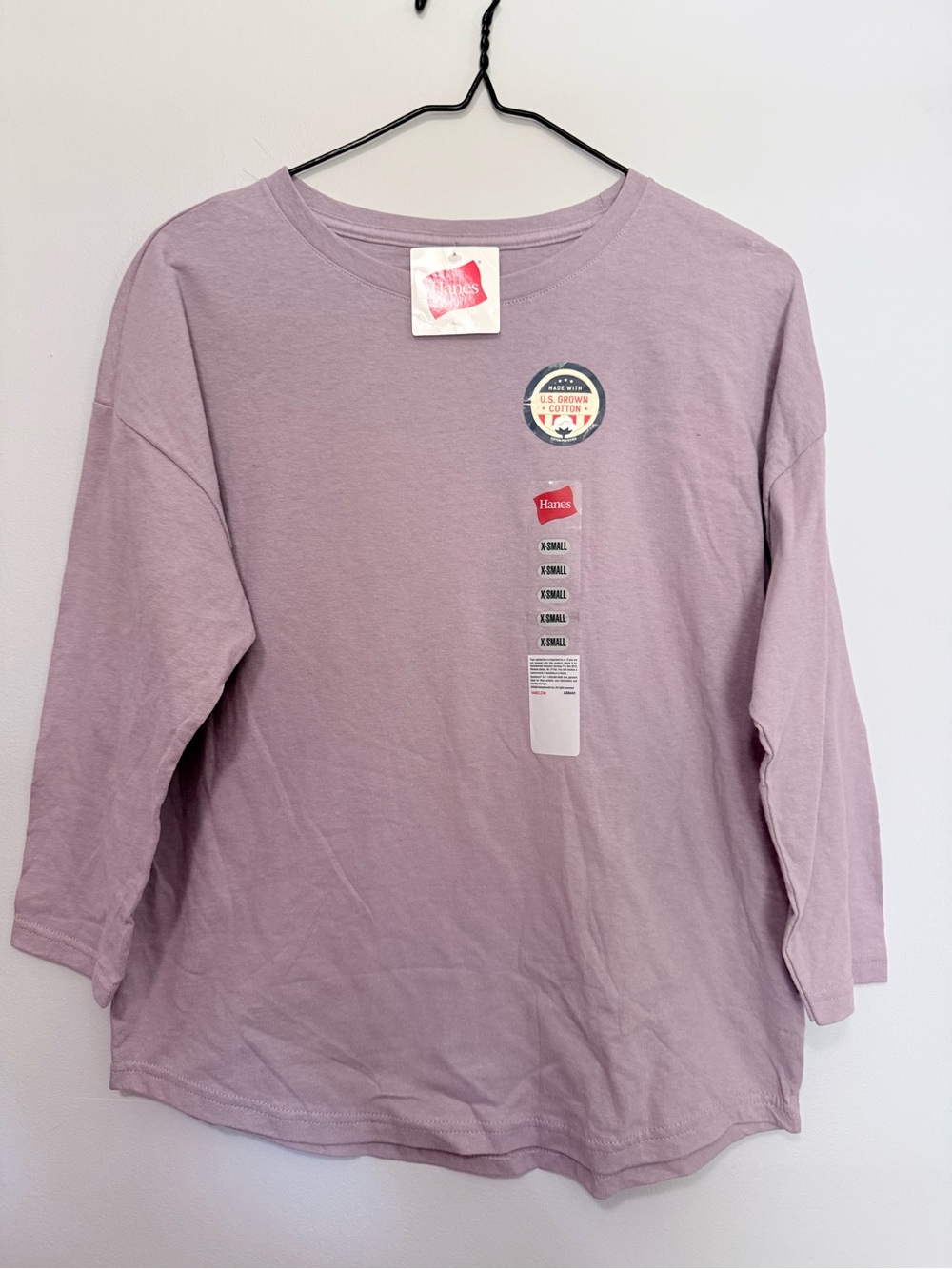 NWT Hanes Lavender Long-Sleeve Tee Shirt